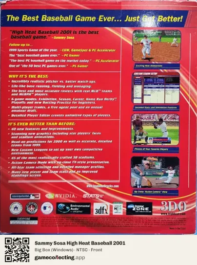 Sammy Sosa High Heat Baseball 2001 Computer, NTSC box front