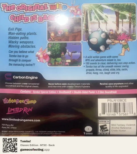 Tomba! PlayStation 5, NTSC box back