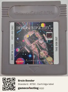 Brain Bender Game Boy, NTSC cartridge label