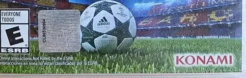 Pro Evolution Soccer 2017, the ESRB box on its front