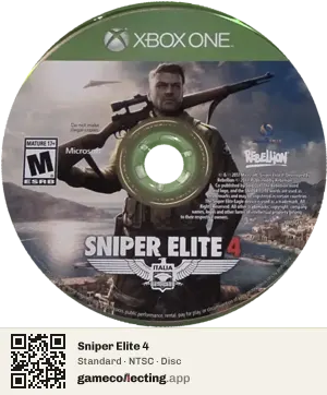 Sniper Elite 4 Xbox One, NTSC disc