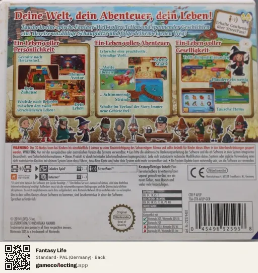 Fantasy Life Nintendo 3DS, Germany box back