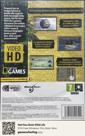 Nat Geo Quiz! Wild Life Computer, Italy box back