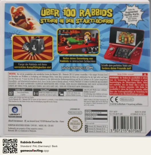 Rabbids Rumble Nintendo 3DS, Germany box back