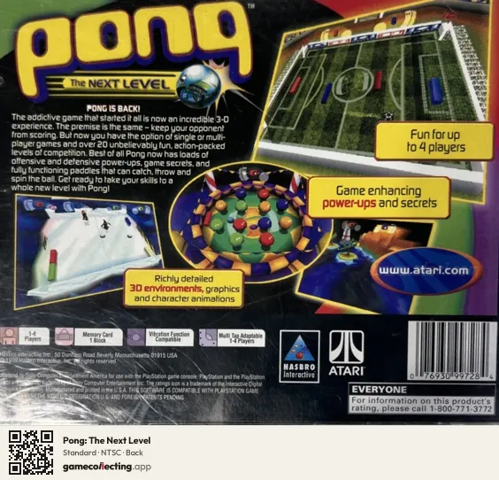 Pong: The Next Level PlayStation, NTSC box back