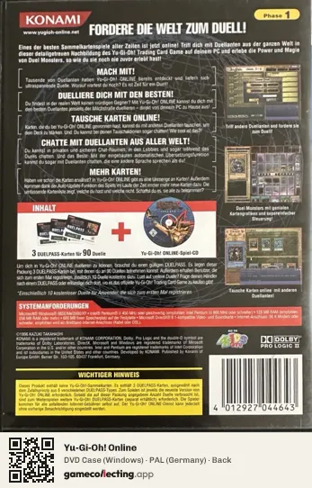 Yu-Gi-Oh! Online Computer, Germany box back