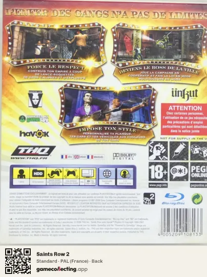 Saints Row 2 PlayStation 3, France box back