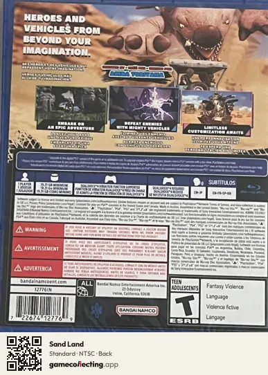 Sand Land PlayStation 4, NTSC box back