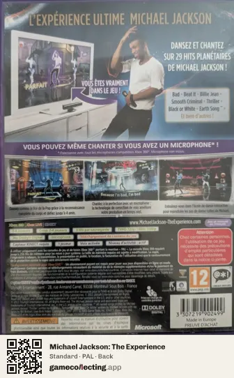 Michael Jackson: The Experience Xbox 360, PAL box back