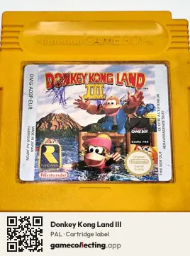 Donkey Kong Land III Game Boy, PAL cartridge label