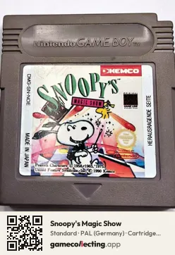 Snoopy's Magic Show Game Boy, PAL cartridge label