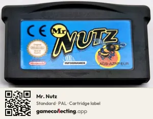 Mr. Nutz Game Boy Advance, PAL cartridge label