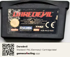Daredevil Game Boy Advance, PAL cartridge label