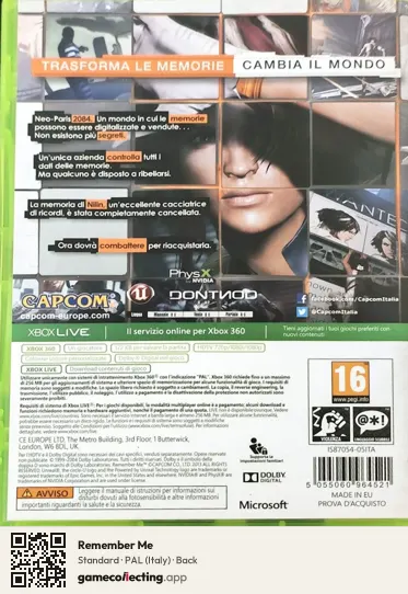 Remember Me Xbox 360, Italy box back