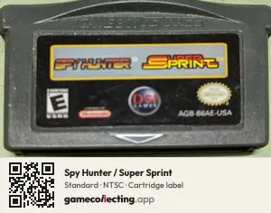 Spy Hunter / Super Sprint Game Boy Advance, NTSC cartridge label