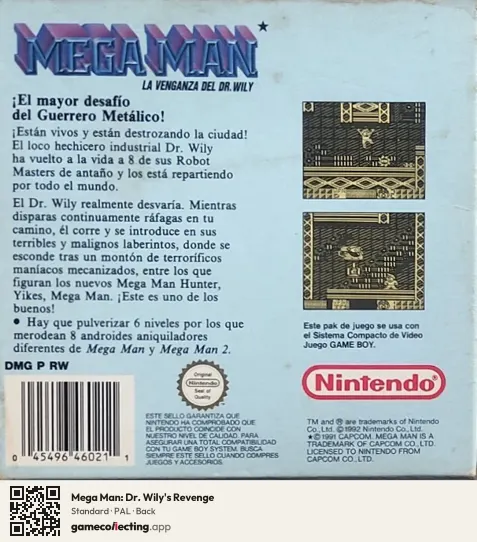 Mega Man: Dr. Wily's Revenge Game Boy, PAL box back