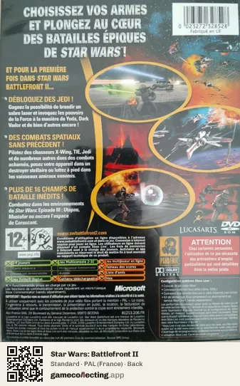 Star Wars: Battlefront II Xbox, France box back