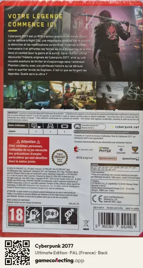 Cyberpunk 2077 Nintendo Switch 2, France box back
