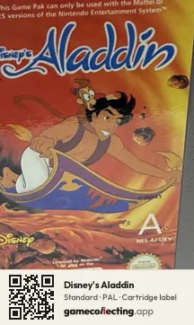 Disney's Aladdin Nintendo Entertainment System, PAL cartridge label