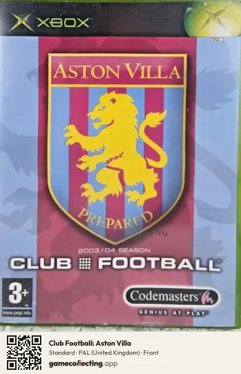 Club Football: Aston Villa Xbox, United Kingdom box front