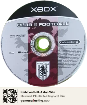 Club Football: Aston Villa Xbox, PAL disc