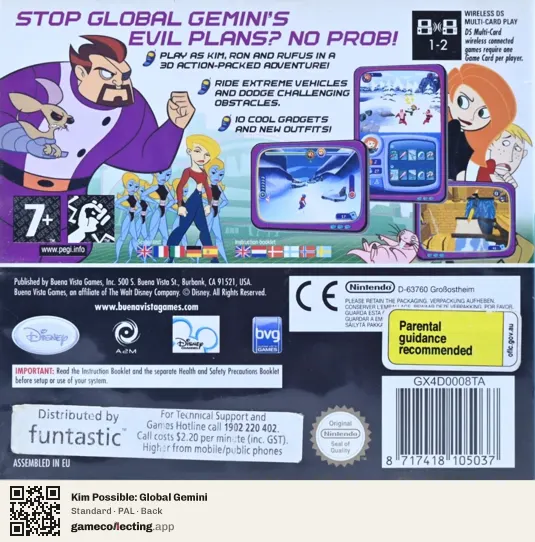Kim Possible: Global Gemini Nintendo DS, PAL box back