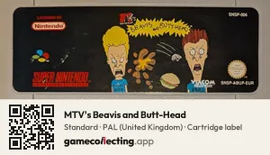 MTV's Beavis and Butt-Head Super Nintendo Entertainment System, PAL cartridge label