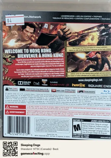 Sleeping Dogs PlayStation 3, Canada box back