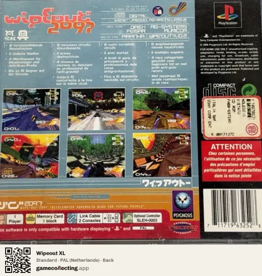 Wipeout XL PlayStation, Netherlands box back