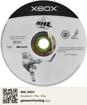 NHL 2003 Xbox, PAL disc