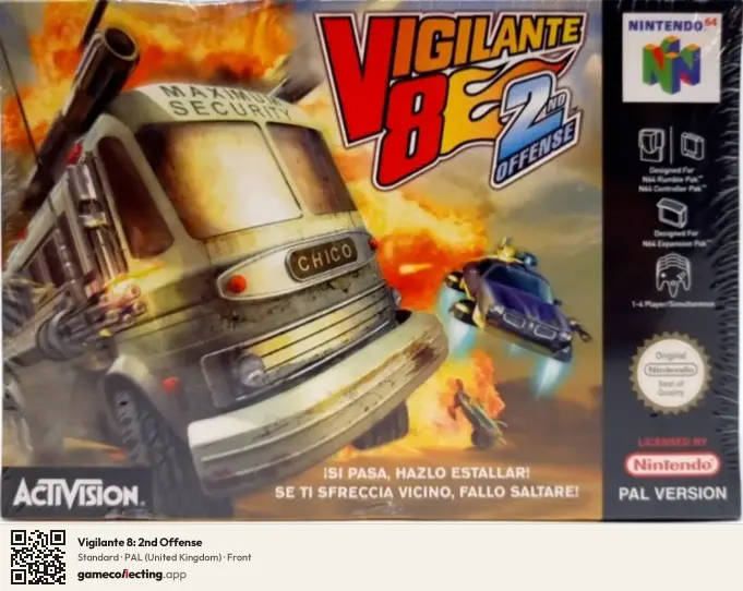Vigilante 8: 2nd Offense Nintendo 64, United Kingdom box front
