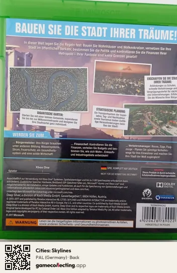 Cities: Skylines Xbox One, Germany box back