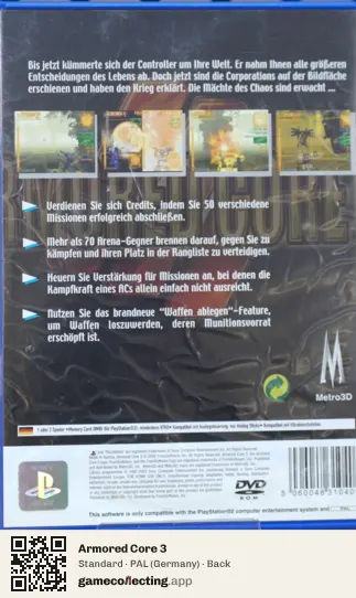 Armored Core 3 PlayStation 2, Germany box back