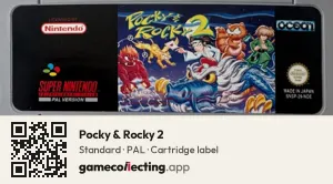 Pocky & Rocky 2 Super Nintendo Entertainment System, PAL cartridge label