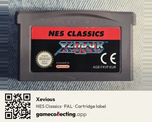 Xevious Game Boy Advance, PAL cartridge label