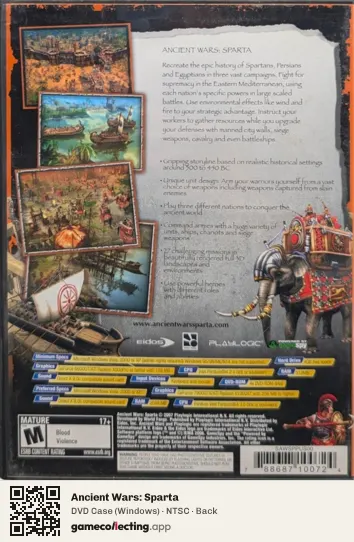 Ancient Wars: Sparta Computer, NTSC box back