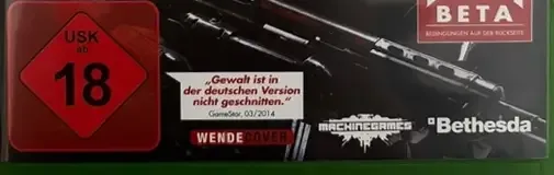 Wolfenstein: The New Order, the USK square on its front