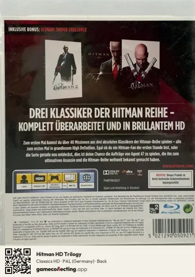 Hitman HD Trilogy PlayStation 3, Germany box back