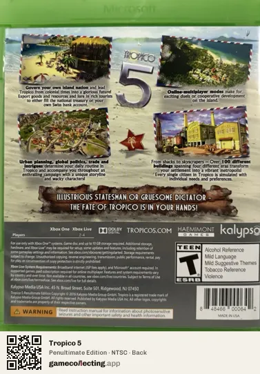 Tropico 5 Xbox One, NTSC box back