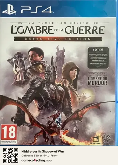 Middle-earth: Shadow of War PlayStation 4, PAL box front