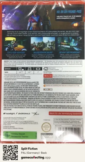 Split Fiction Nintendo Switch 2, Germany box back