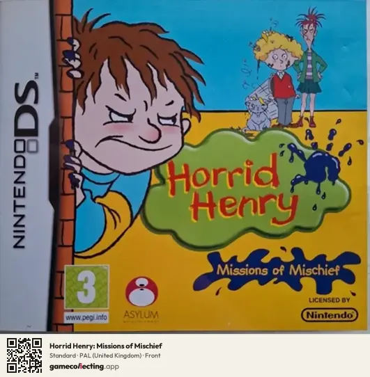Horrid Henry: Missions of Mischief Nintendo DS, United Kingdom box front