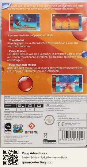Pang Adventures Nintendo Switch, Germany box back