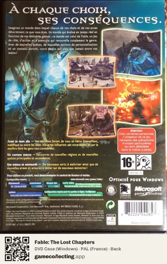 Fable: The Lost Chapters Computer, France box back