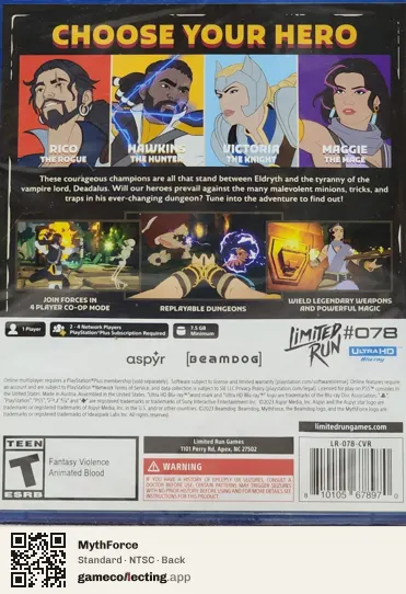 MythForce PlayStation 5, NTSC box back