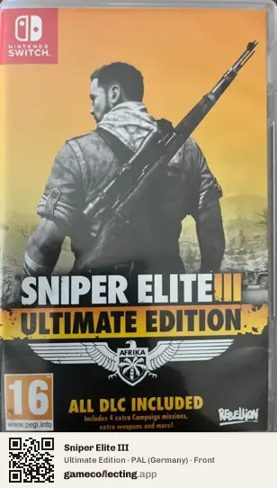Sniper Elite III Nintendo Switch, Germany box front