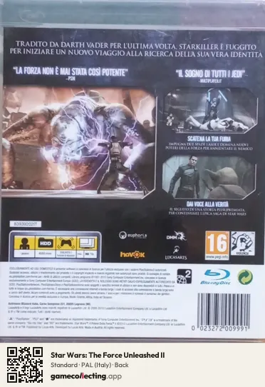 Star Wars: The Force Unleashed II PlayStation 3, Italy box back