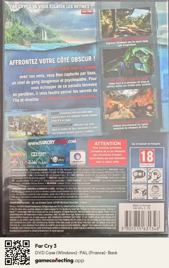 Far Cry 3 Computer, France box back