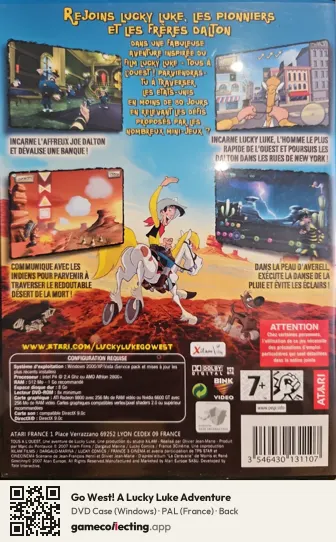 Go West! A Lucky Luke Adventure Computer, France box back