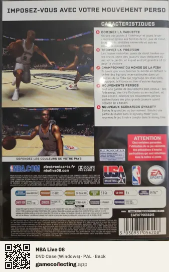 NBA Live 08 Computer, PAL box back